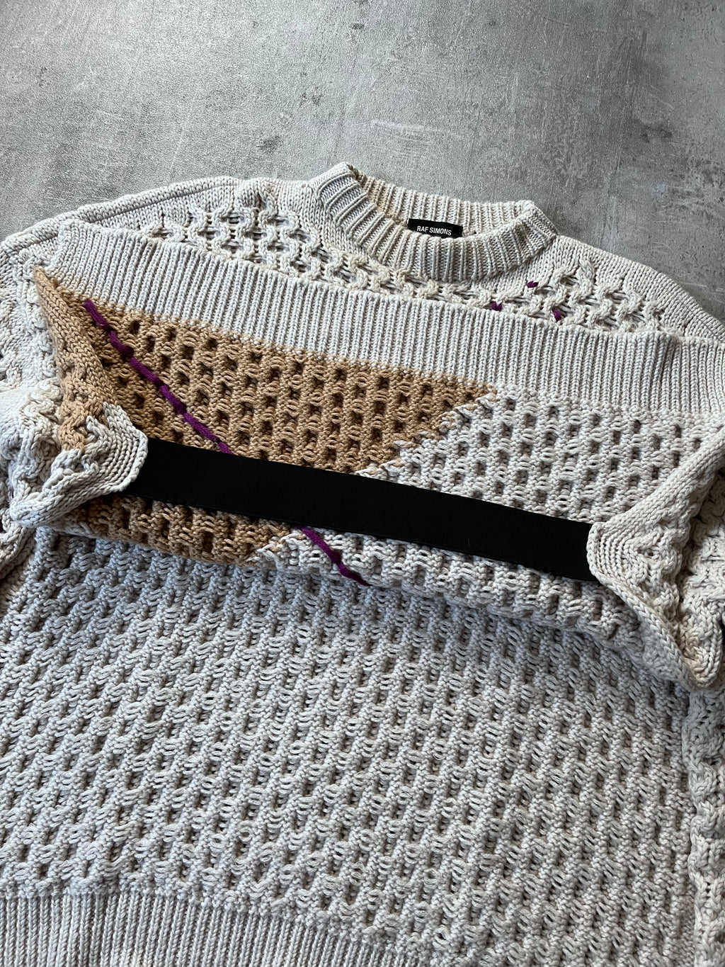 F/W 2018 Raf Simons Boxy Wool Sweater Beige Men - L