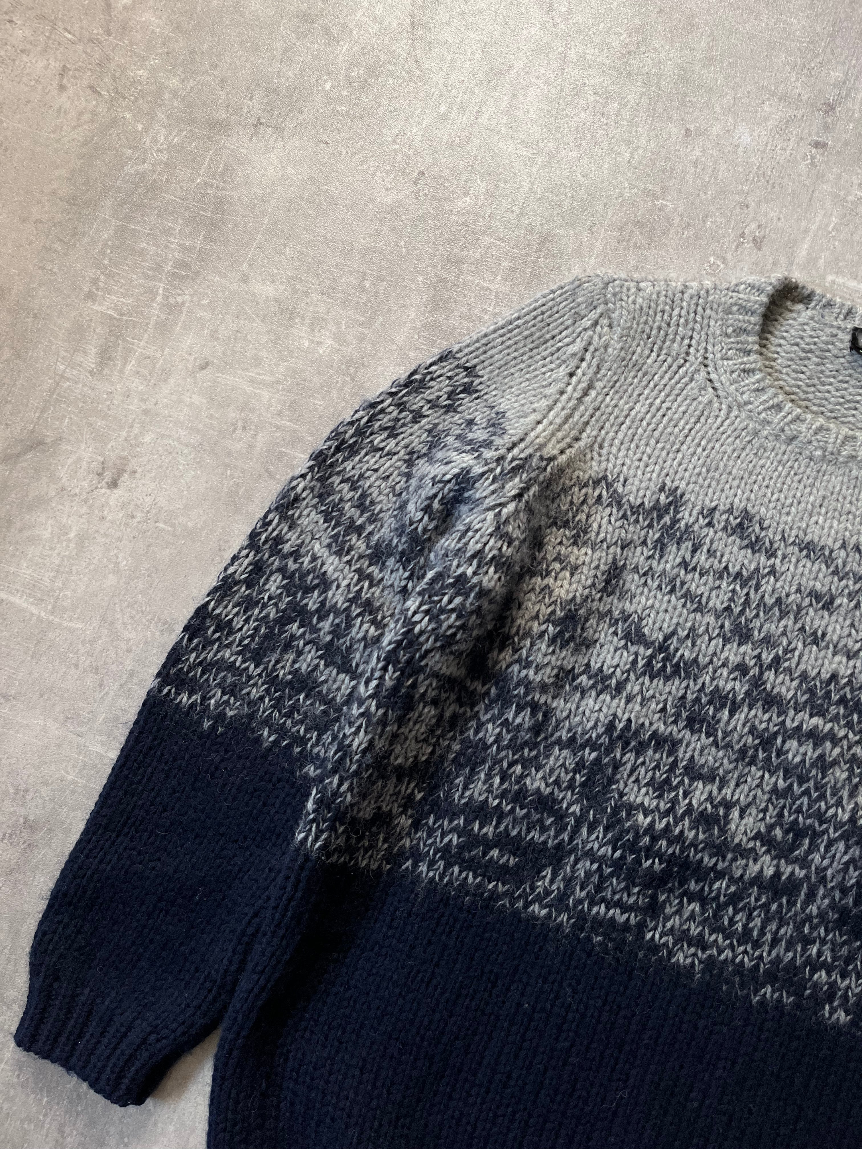 Jil Sander by Raf Simons Wool Chunky Sweater Navy Grey Men - M