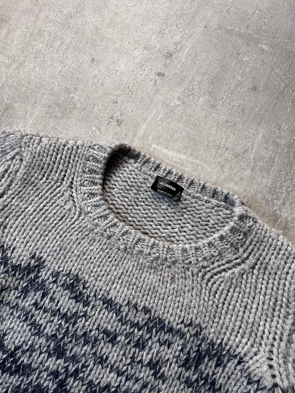 Jil Sander by Raf Simons Wool Chunky Sweater Navy Grey Men - M