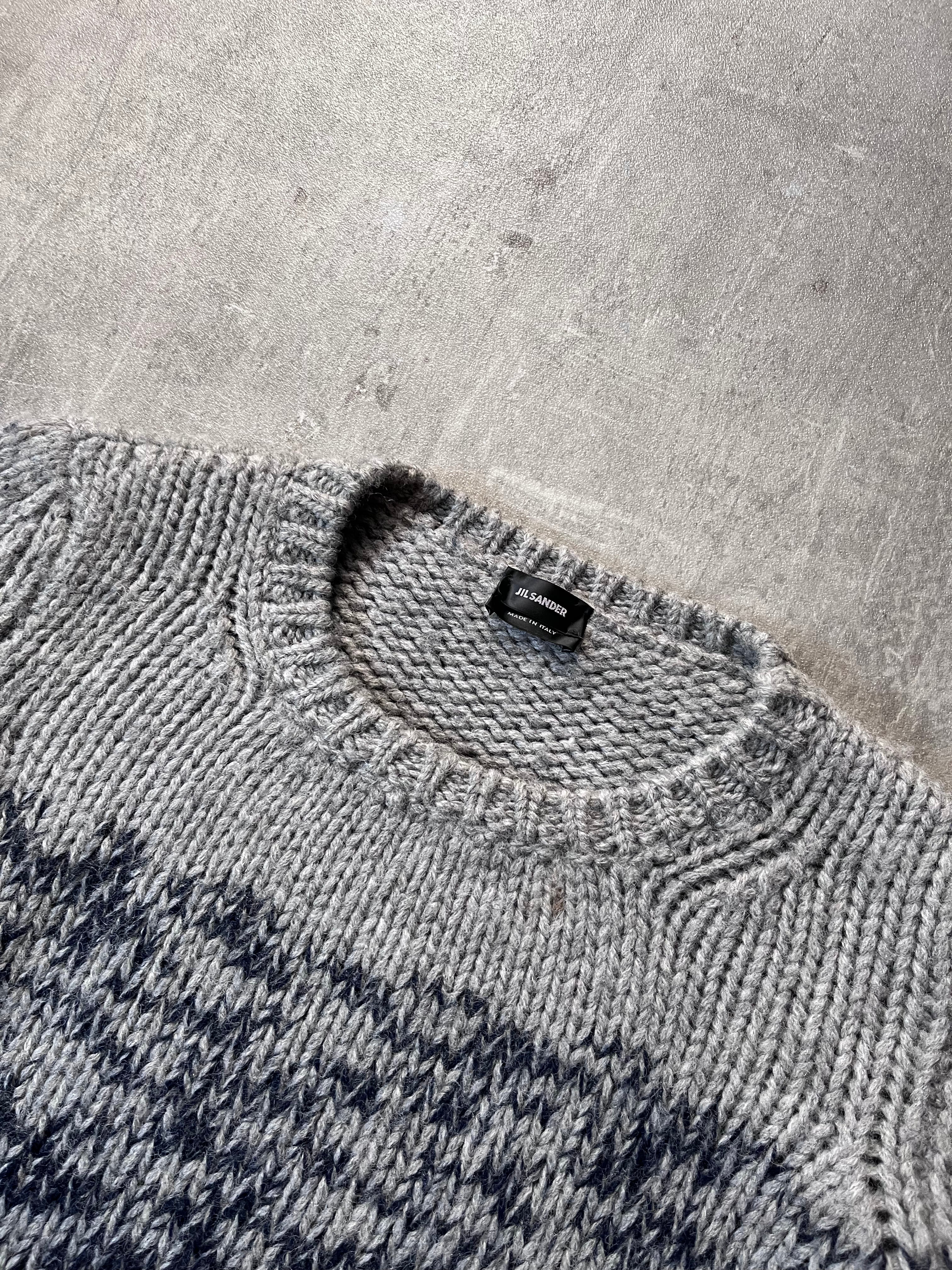 Jil Sander by Raf Simons Wool Chunky Sweater Navy Grey Men - M