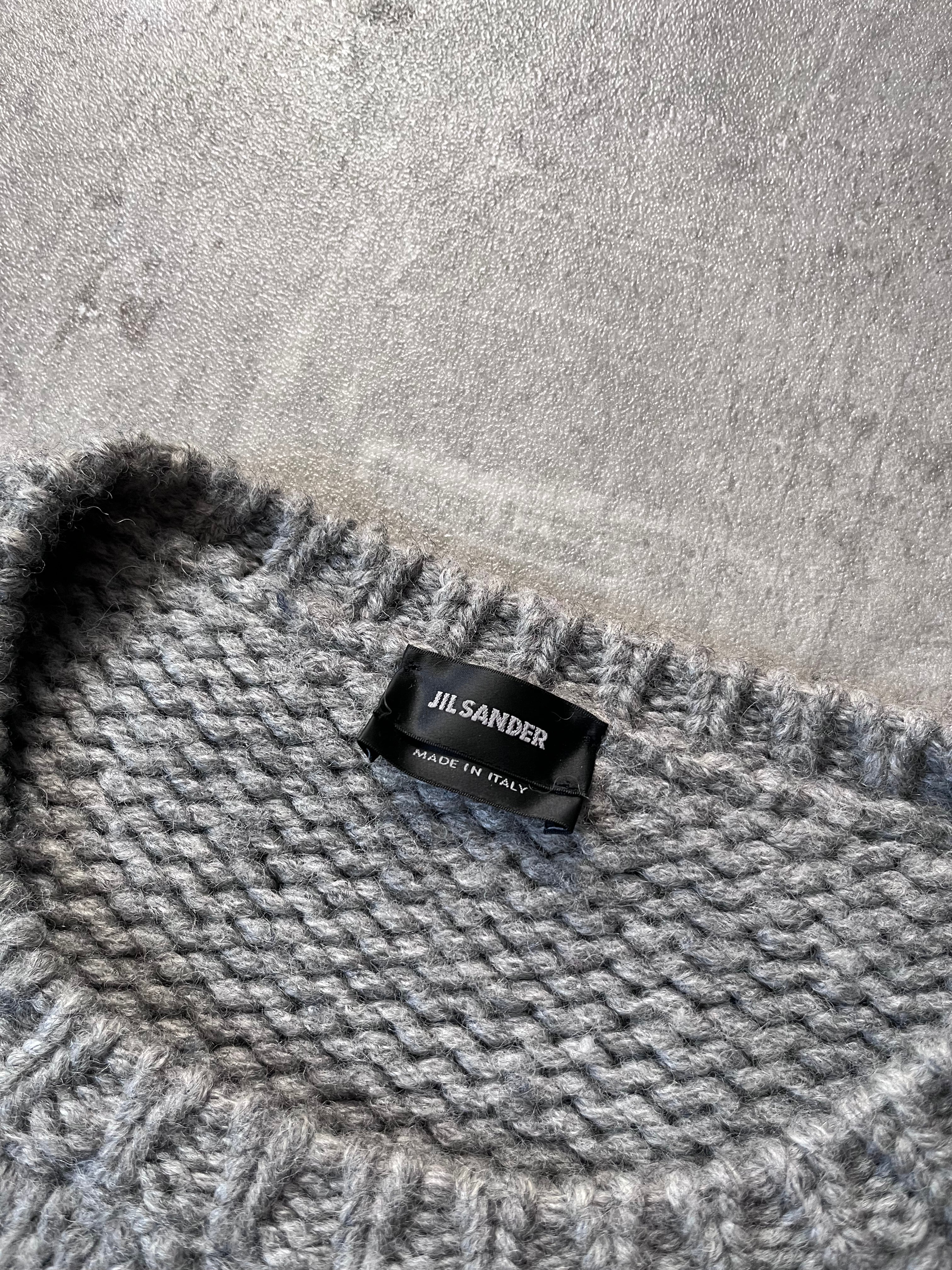 Jil Sander by Raf Simons Wool Chunky Sweater Navy Grey Men - M