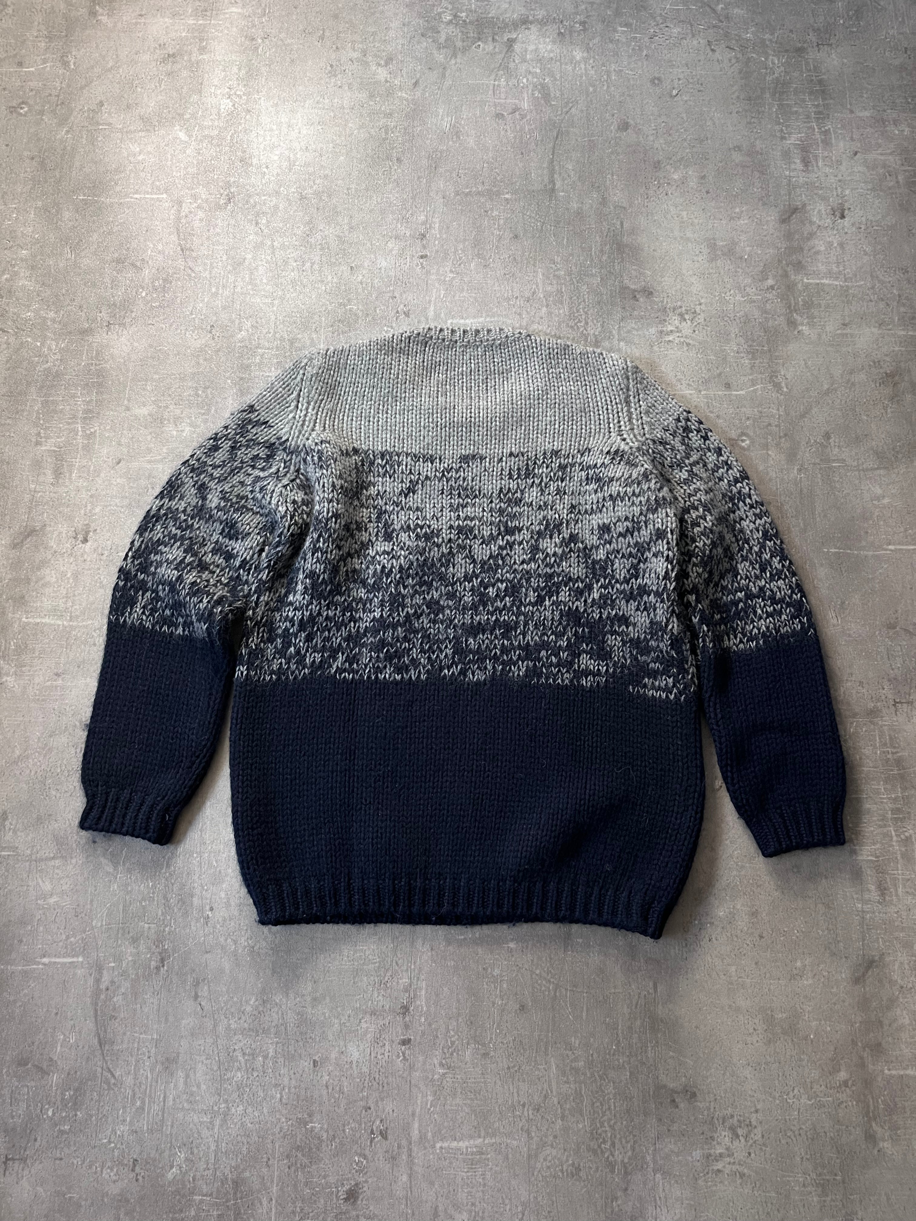 Jil Sander by Raf Simons Wool Chunky Sweater Navy Grey Men - M