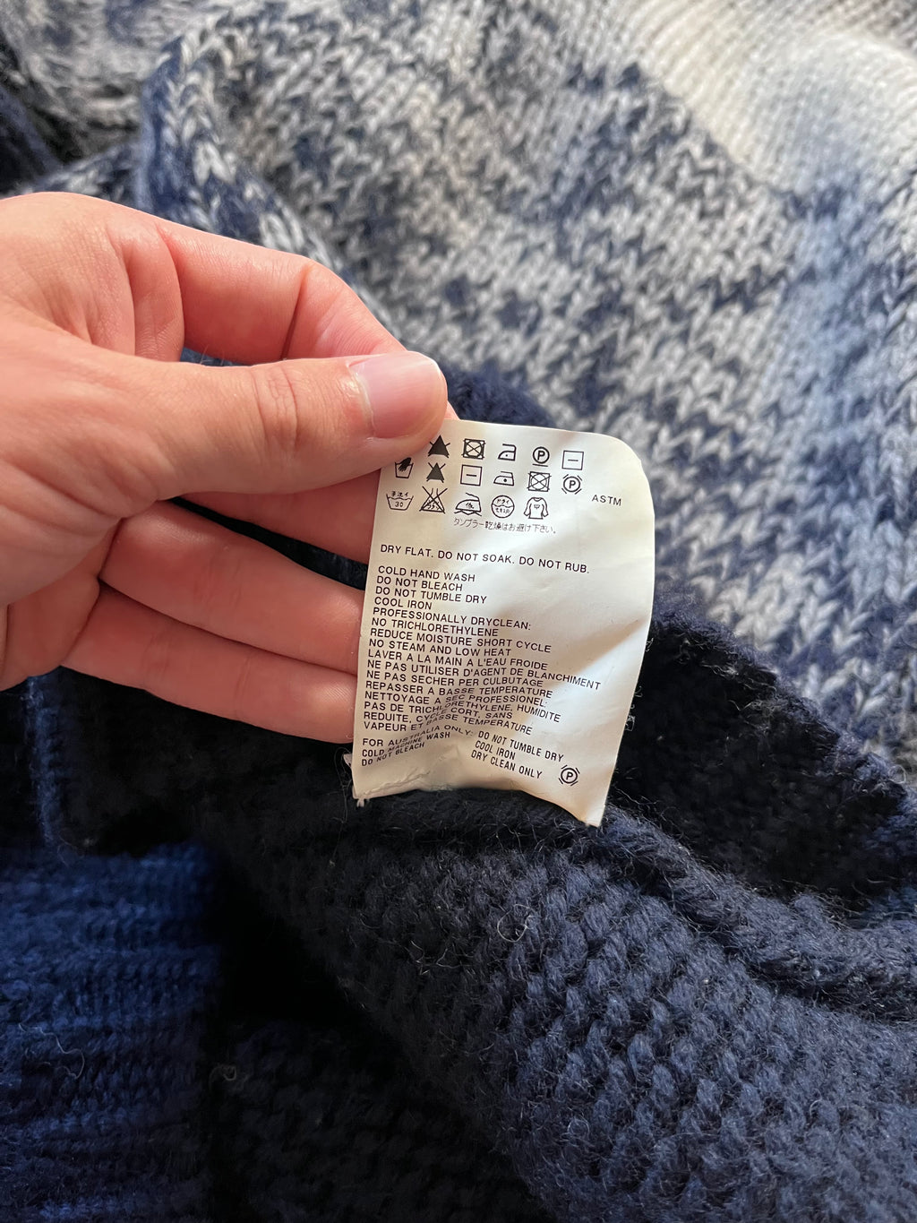 Jil Sander by Raf Simons Wool Chunky Sweater Navy Grey Men - M