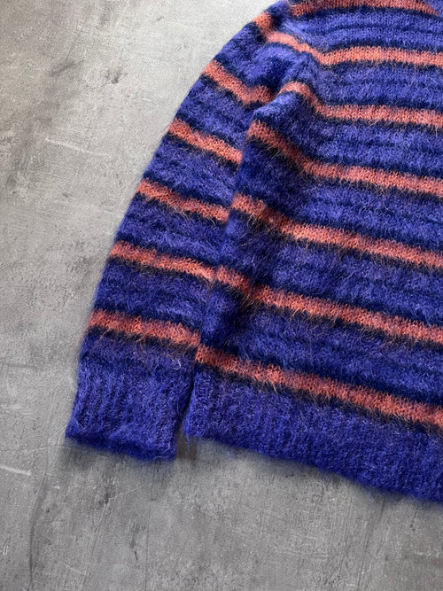 Marni Fuzzy Wuzzy Striped Mohair Sweater Navy Orange Men - S