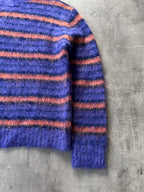 Marni Fuzzy Wuzzy Striped Mohair Sweater Navy Orange Men - S