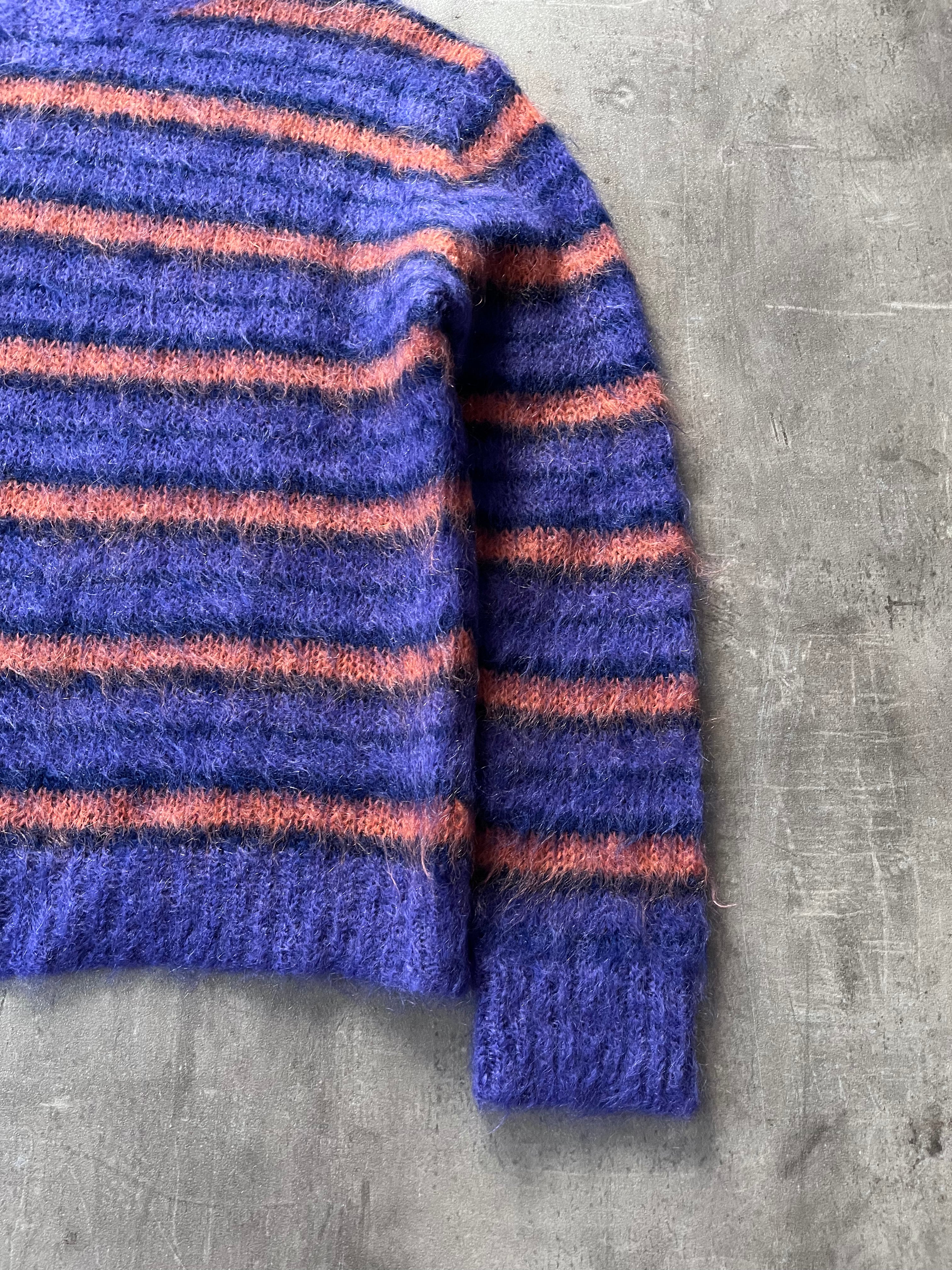 Marni Fuzzy Wuzzy Striped Mohair Sweater Navy Orange Men - S