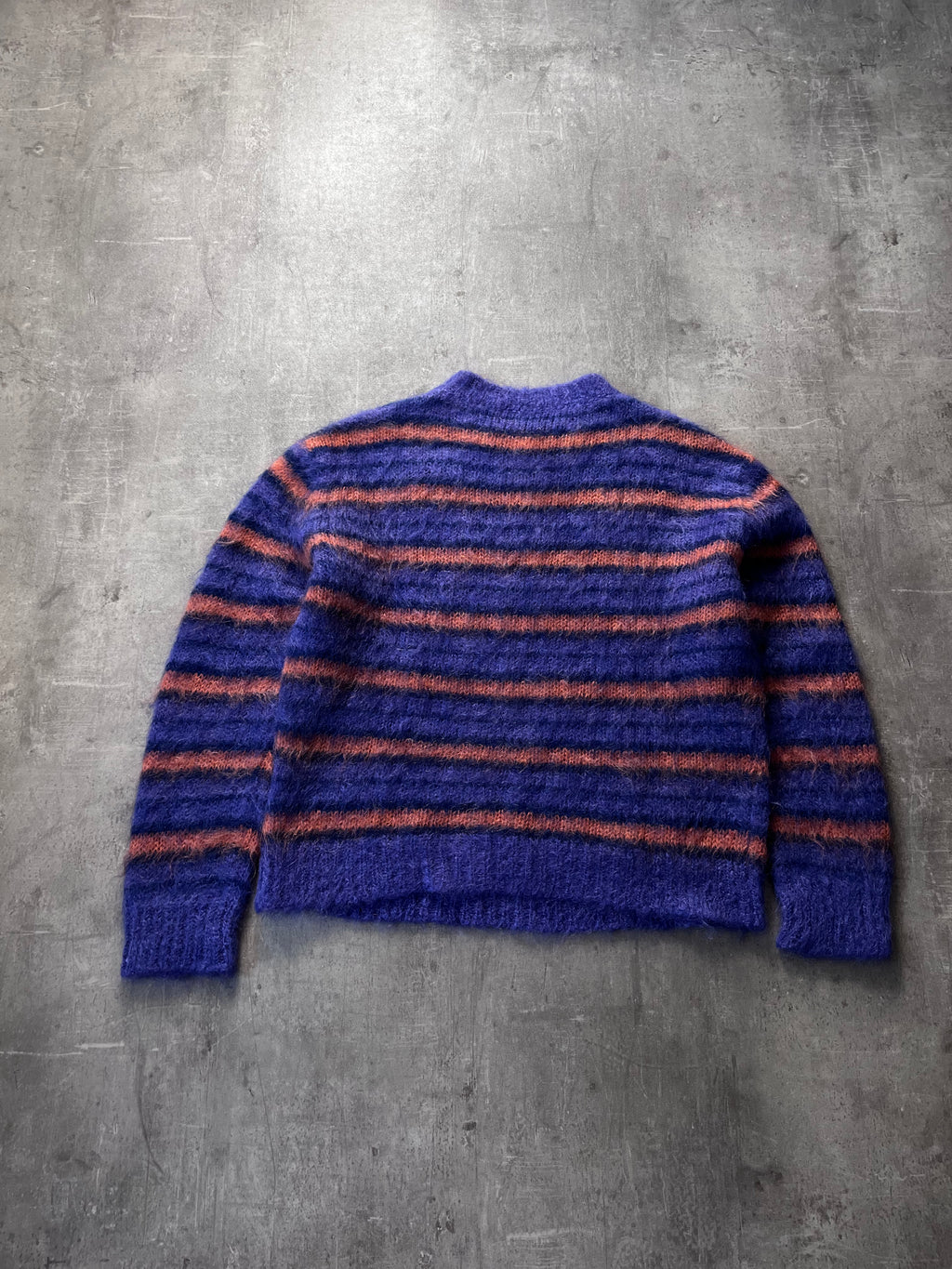 Marni Fuzzy Wuzzy Striped Mohair Sweater Navy Orange Men - S