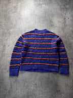Marni Fuzzy Wuzzy Striped Mohair Sweater Navy Orange Men - S