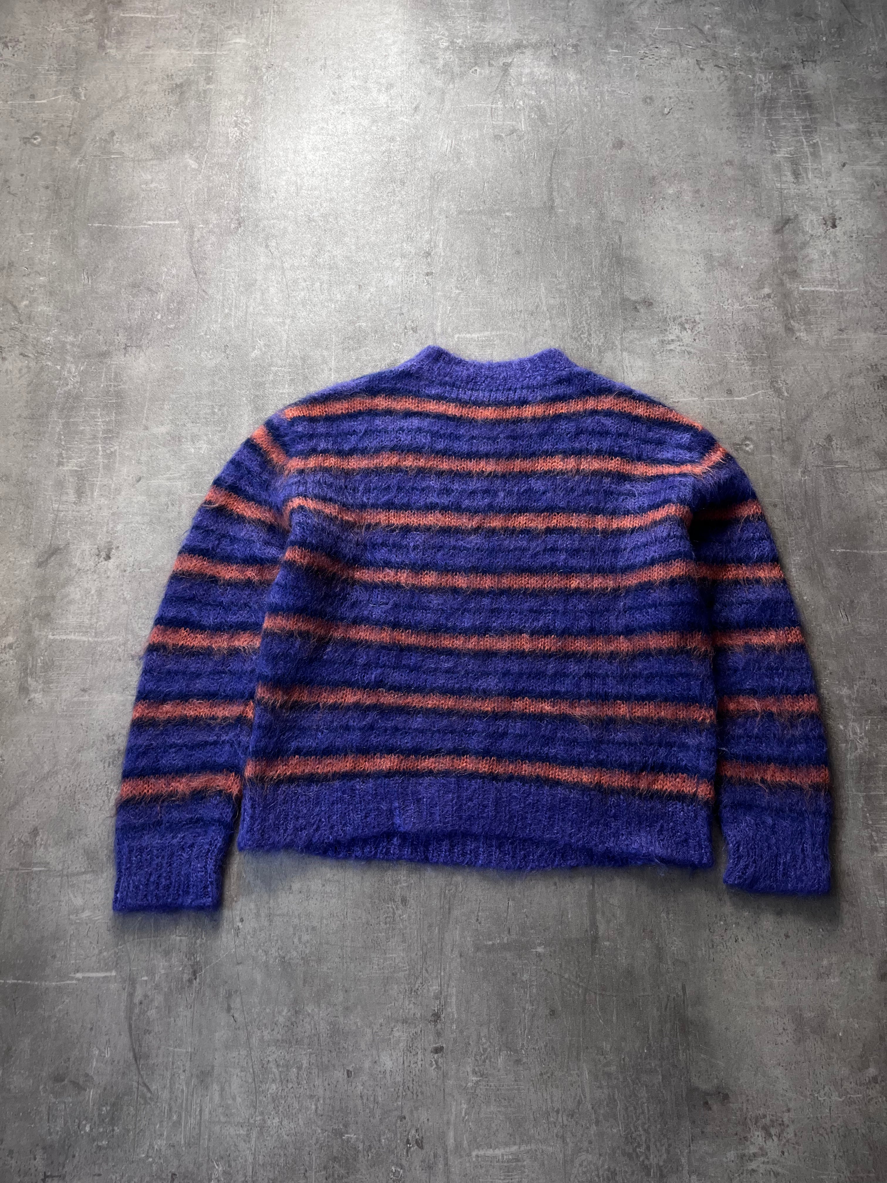 Marni Fuzzy Wuzzy Striped Mohair Sweater Navy Orange Men - S