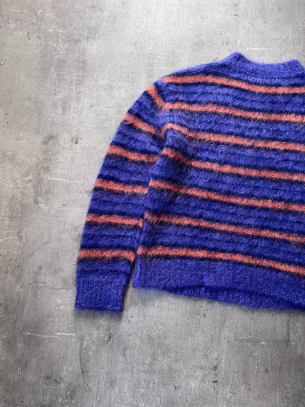 Marni Fuzzy Wuzzy Striped Mohair Sweater Navy Orange Men - S