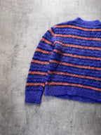Marni Fuzzy Wuzzy Striped Mohair Sweater Navy Orange Men - S