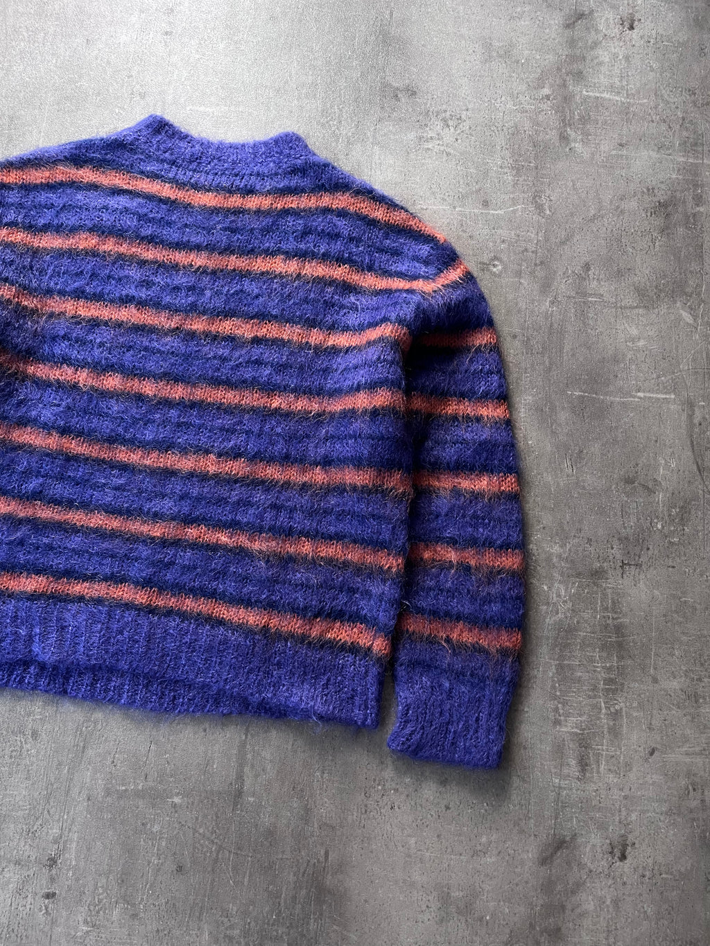 Marni Fuzzy Wuzzy Striped Mohair Sweater Navy Orange Men - S