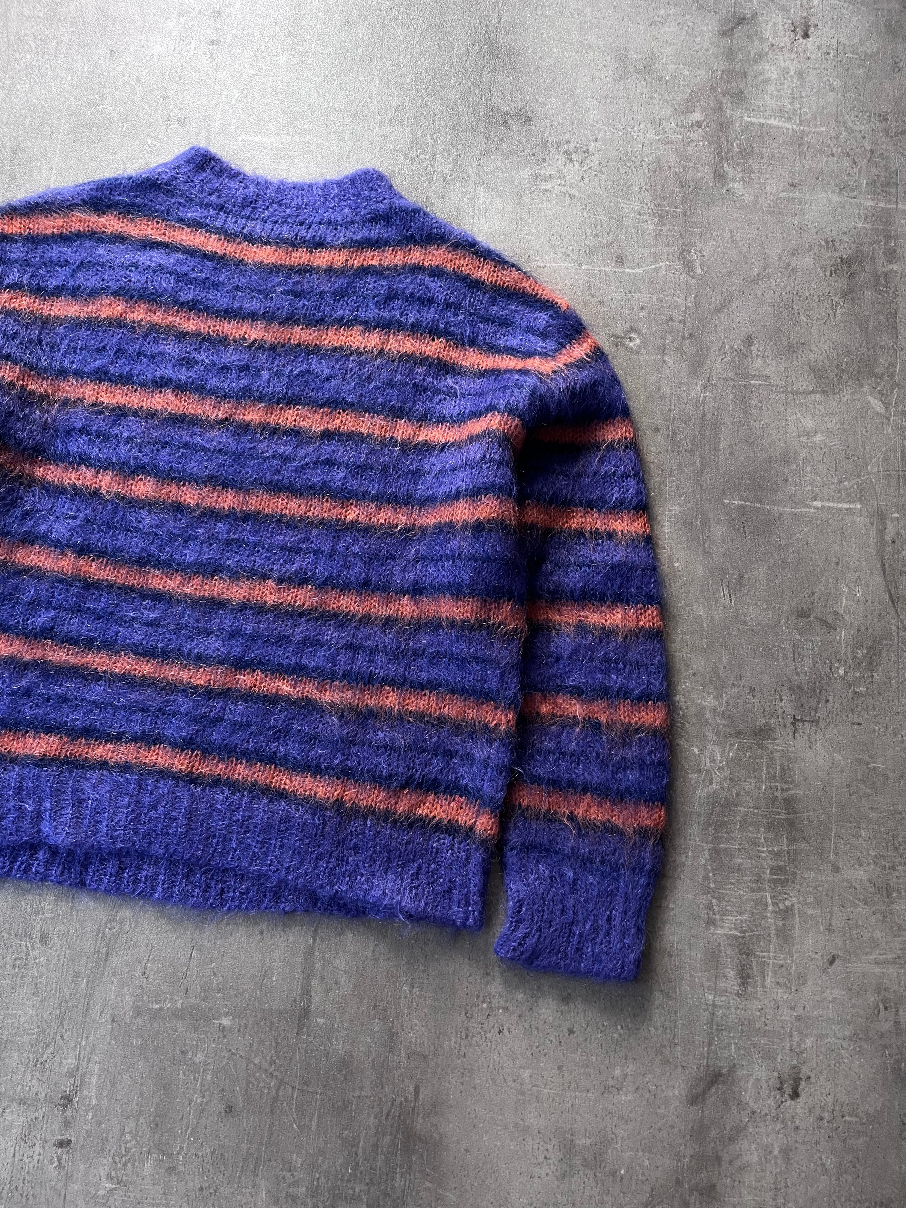 Marni Fuzzy Wuzzy Striped Mohair Sweater Navy Orange Men - S
