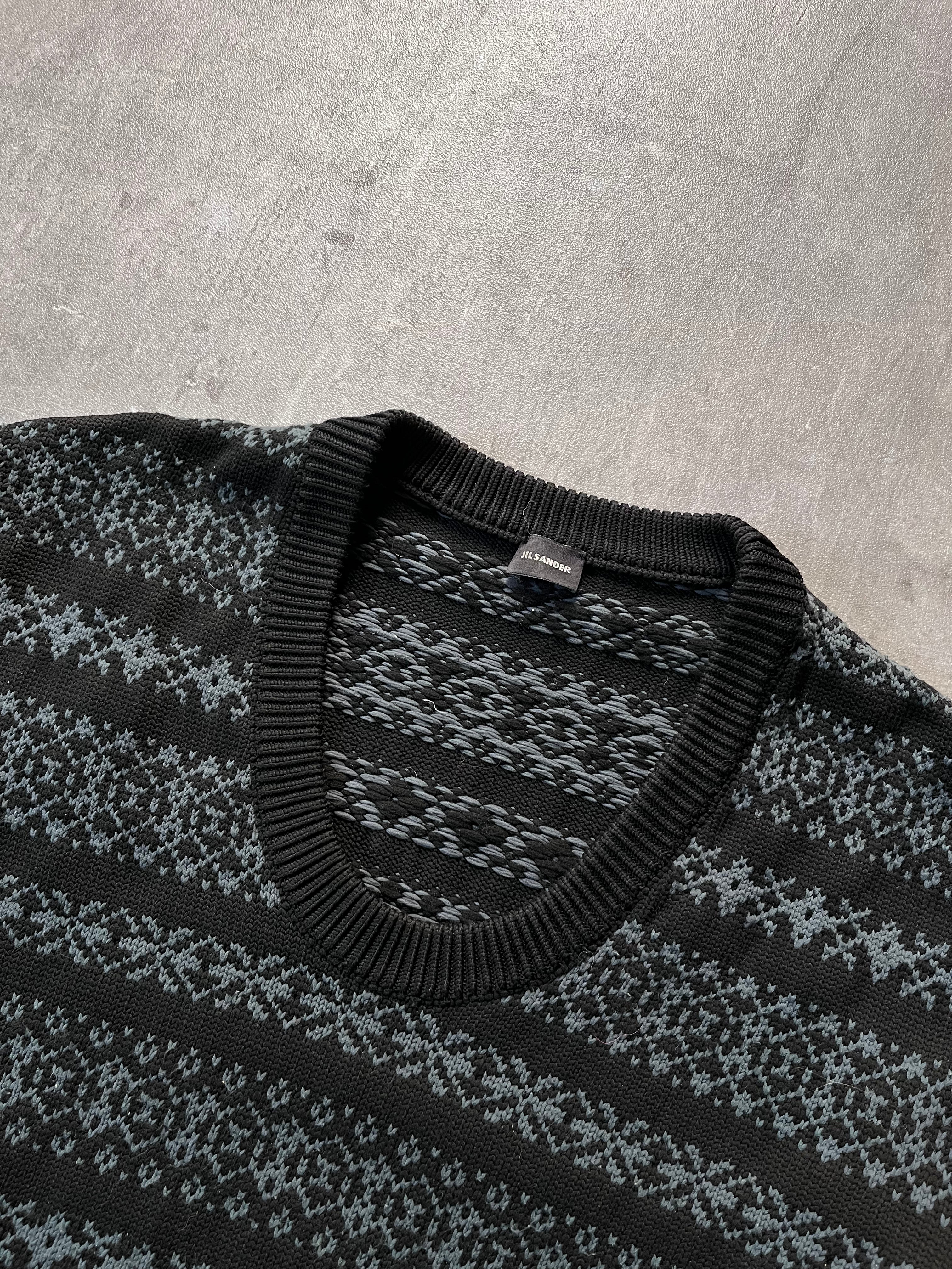Jil Sander by Raf Simons Polypropylene Striped Sweater Grey Black Men - L