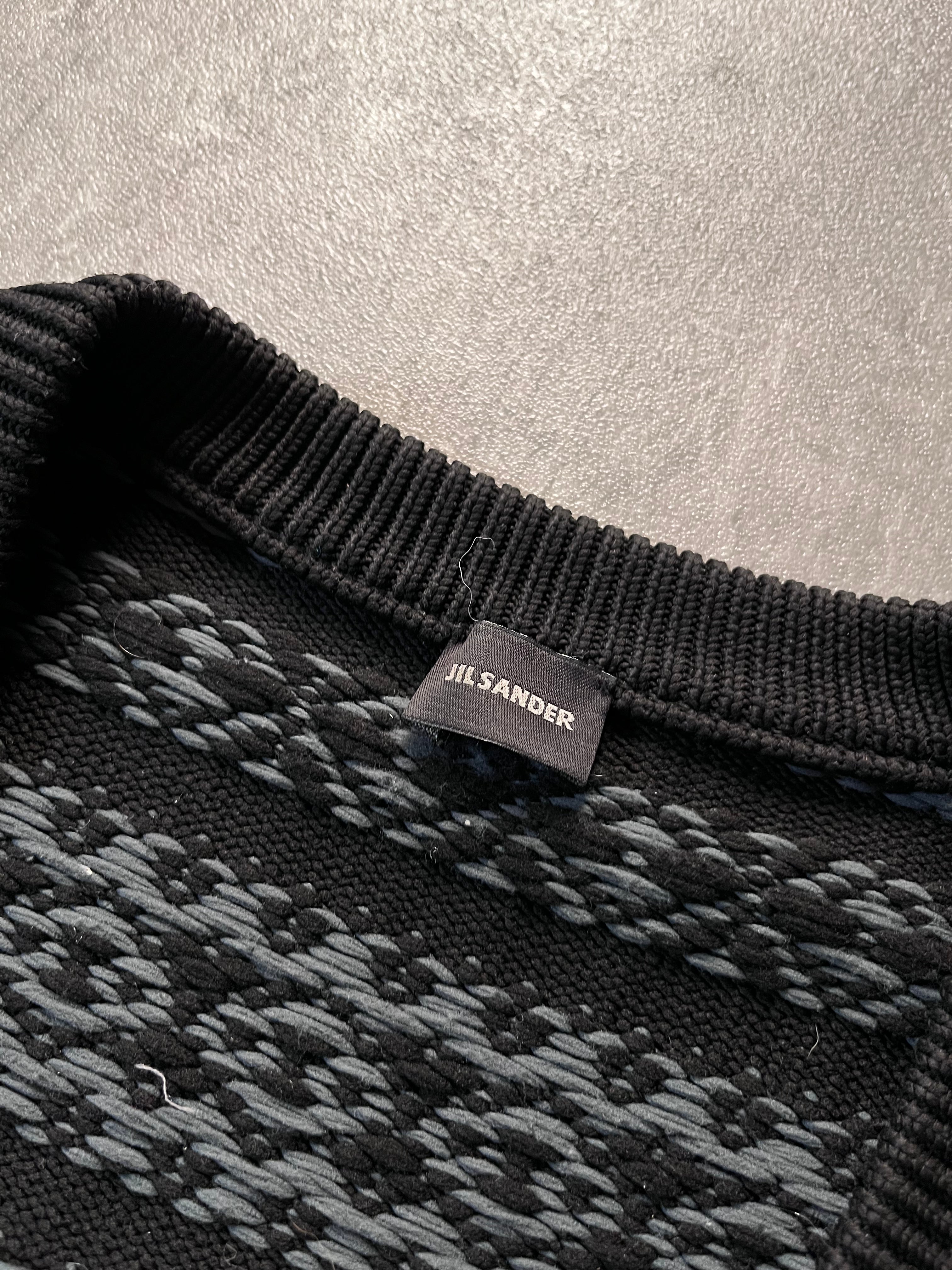Jil Sander by Raf Simons Polypropylene Striped Sweater Grey Black Men - L