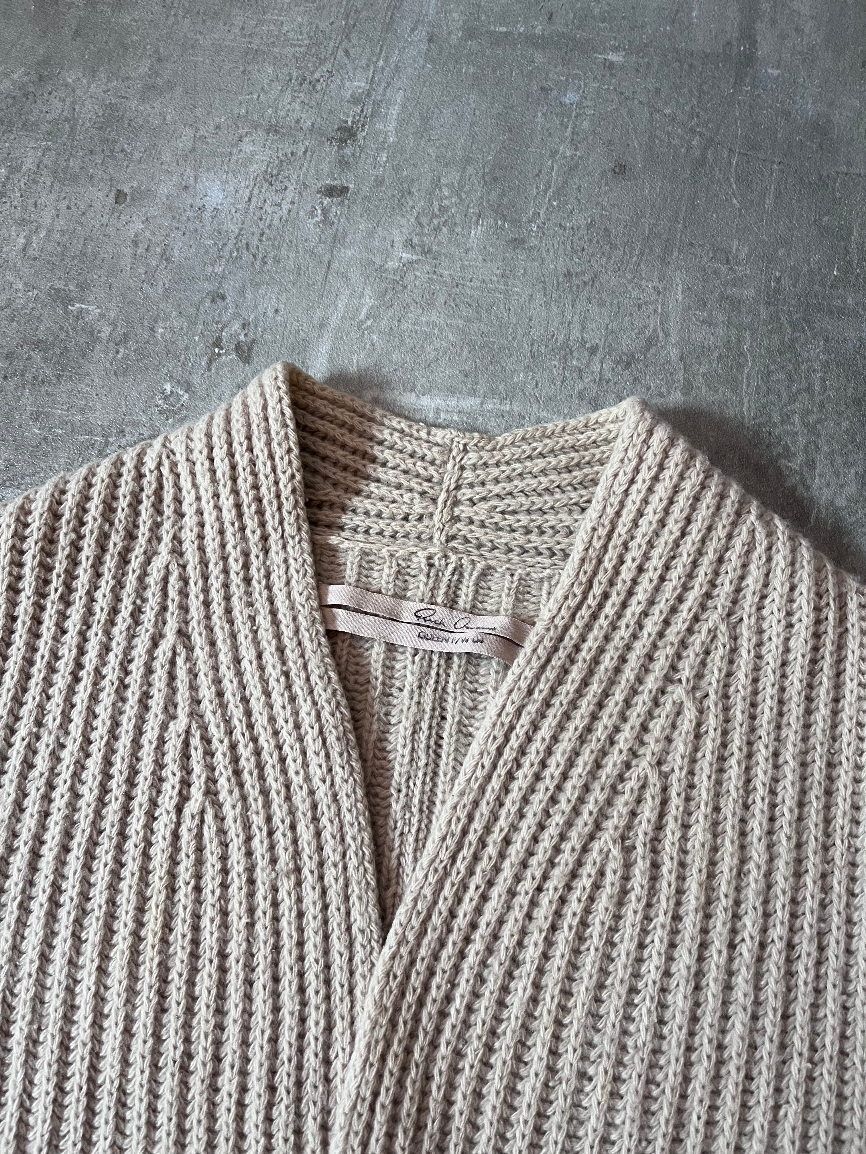 F/W 2004 Rick Owens Queen Wool Sweater Beige Women - M