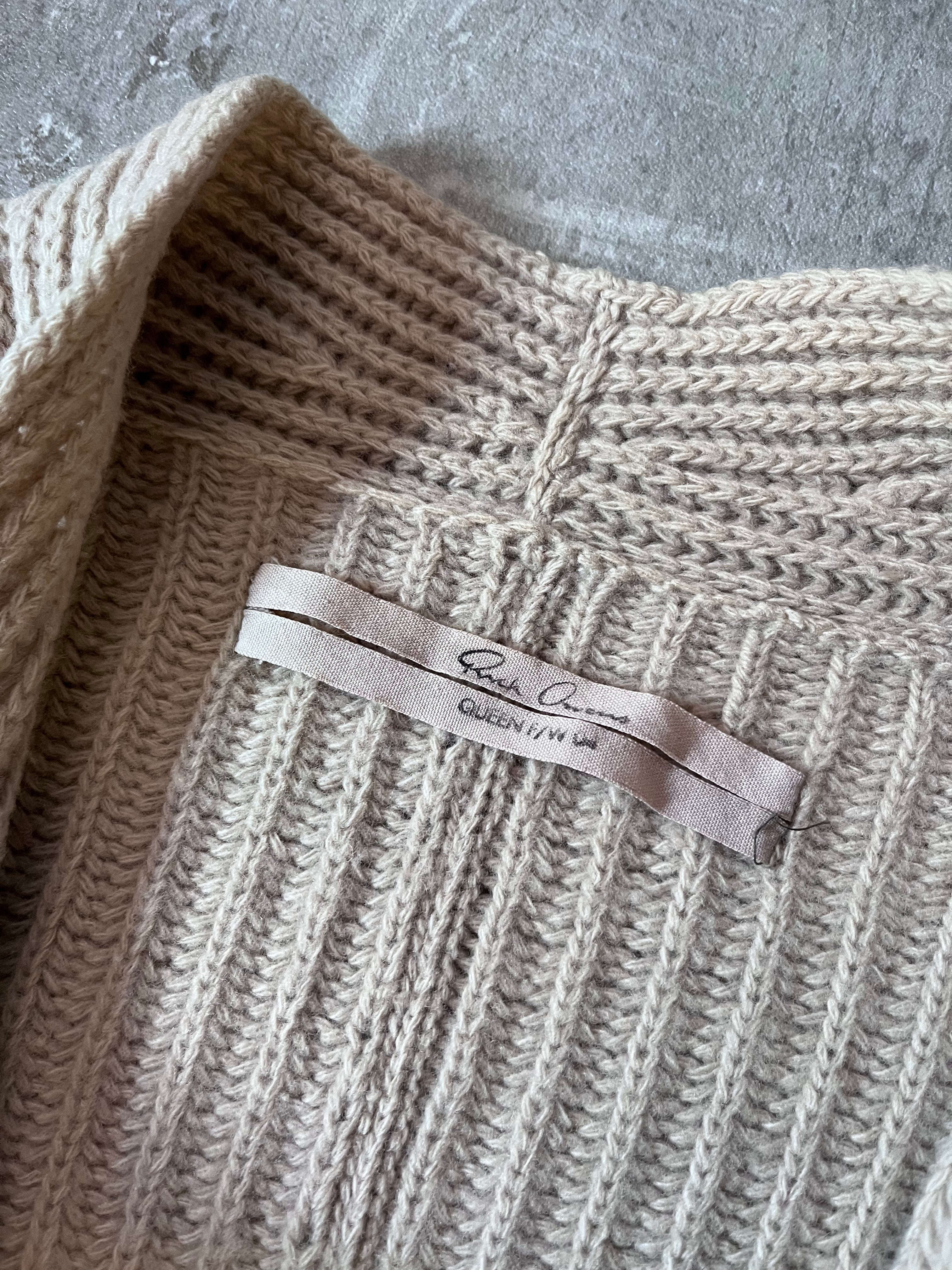 F/W 2004 Rick Owens Queen Wool Sweater Beige Women - M