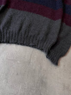 F/W 2011 Gucci Fuzzy Striped Mohair Silk Sweater Grey Burgundy Men - L