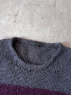 F/W 2011 Gucci Fuzzy Striped Mohair Silk Sweater Grey Burgundy Men - L