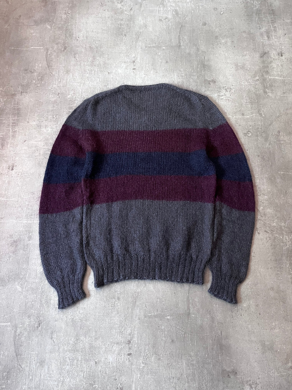 F/W 2011 Gucci Fuzzy Striped Mohair Silk Sweater Grey Burgundy Men - L