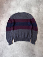 F/W 2011 Gucci Fuzzy Striped Mohair Silk Sweater Grey Burgundy Men - L