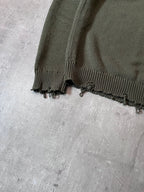 Saint Laurent Distressed Cotton Sweater Green Men - L
