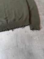 Saint Laurent Distressed Cotton Sweater Green Men - L