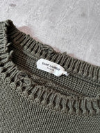 Saint Laurent Distressed Cotton Sweater Green Men - L