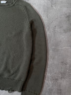 Saint Laurent Distressed Cotton Sweater Green Men - L