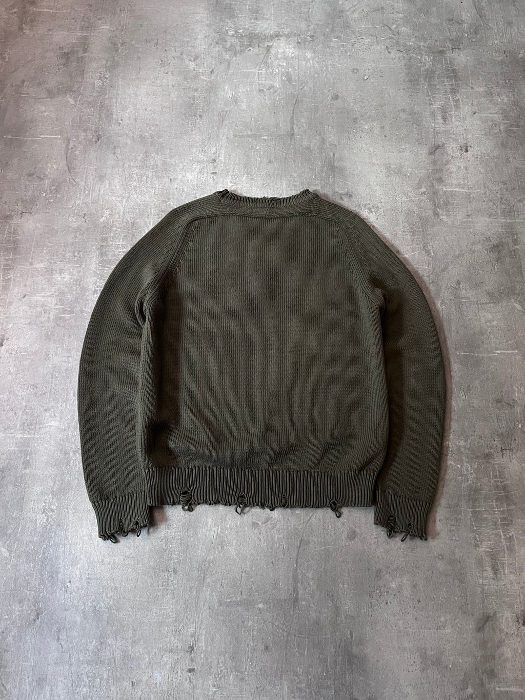 Saint Laurent Distressed Cotton Sweater Green Men - L