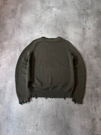 Saint Laurent Distressed Cotton Sweater Green Men - L