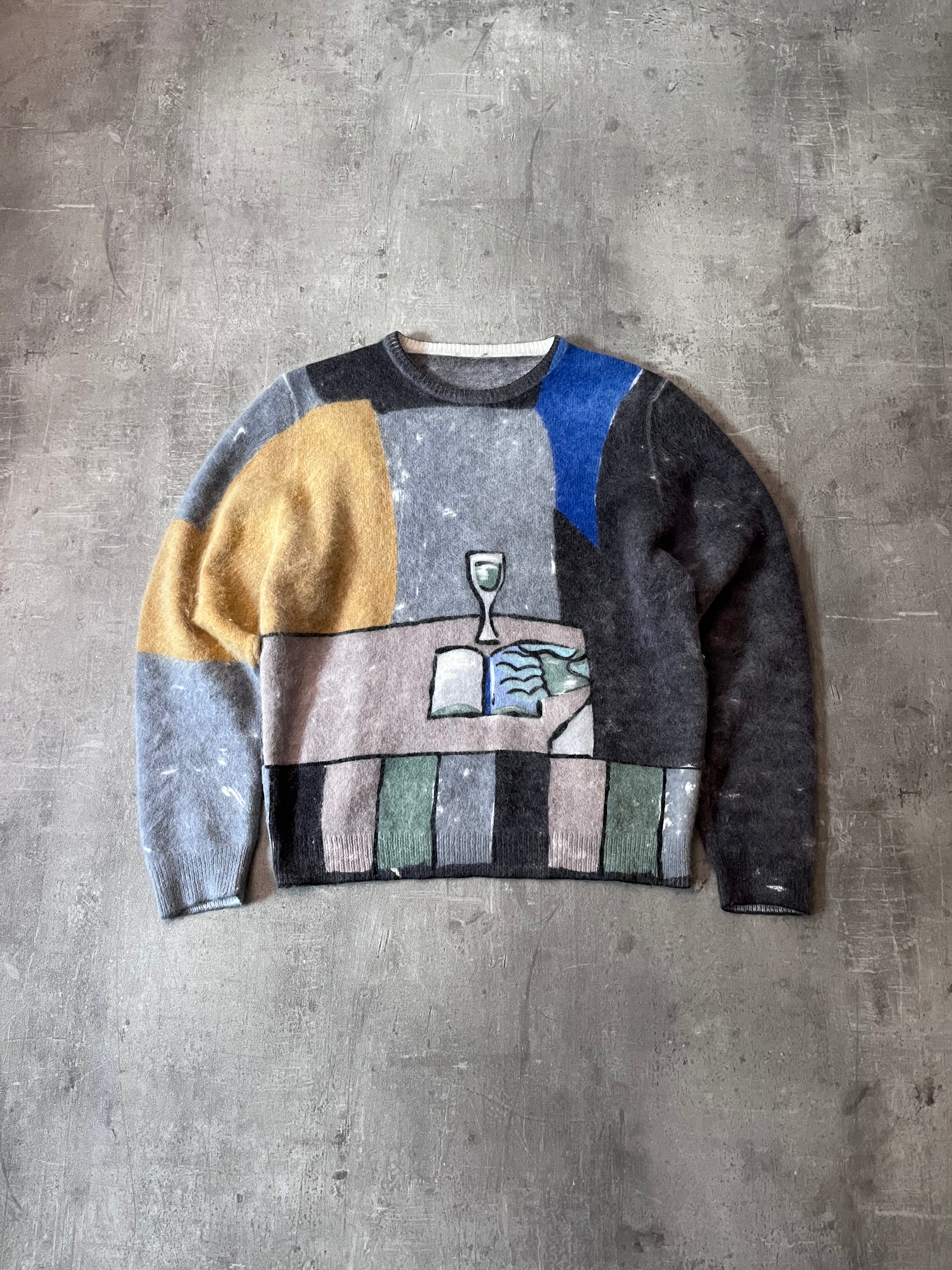 F/W 2017 Prada All Over Print Fuzzy Angora Sweater Men Multicolor - M