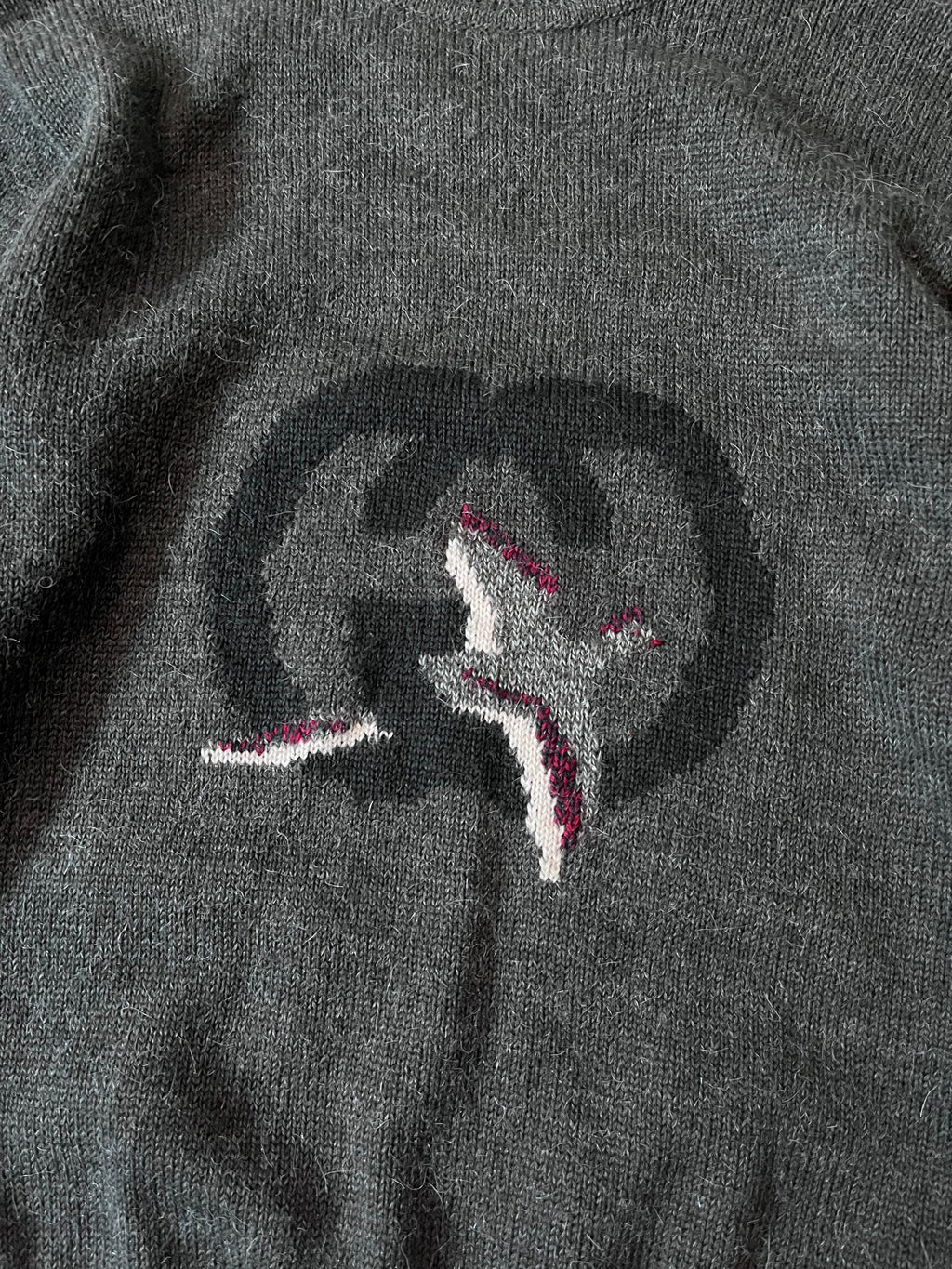 1980s Gucci GG Bird Logo Wool Sweater Green Unisex -M