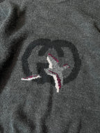 1980s Gucci GG Bird Logo Wool Sweater Green Unisex -M