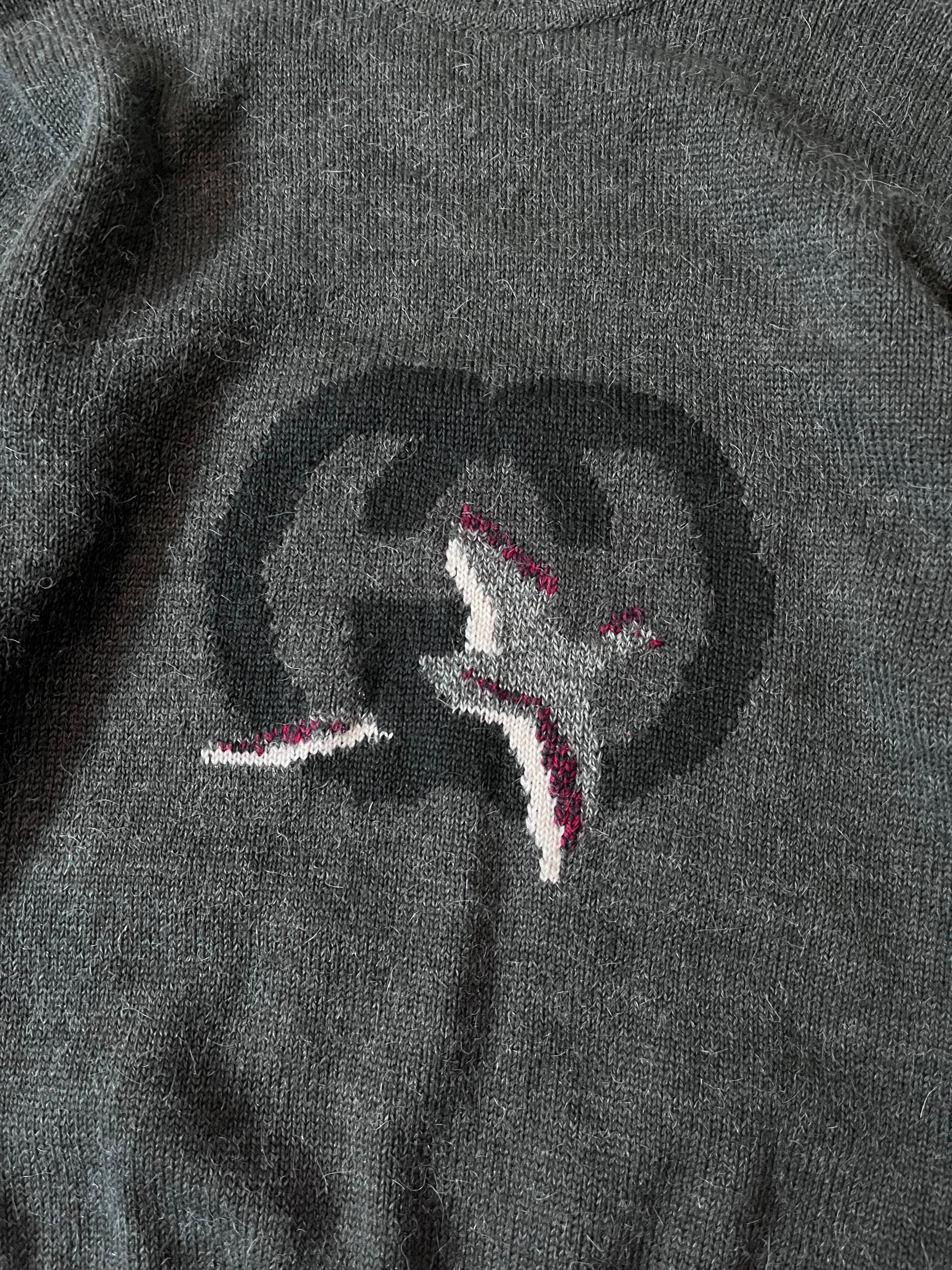 1980s Gucci GG Bird Logo Wool Sweater Green Unisex -M