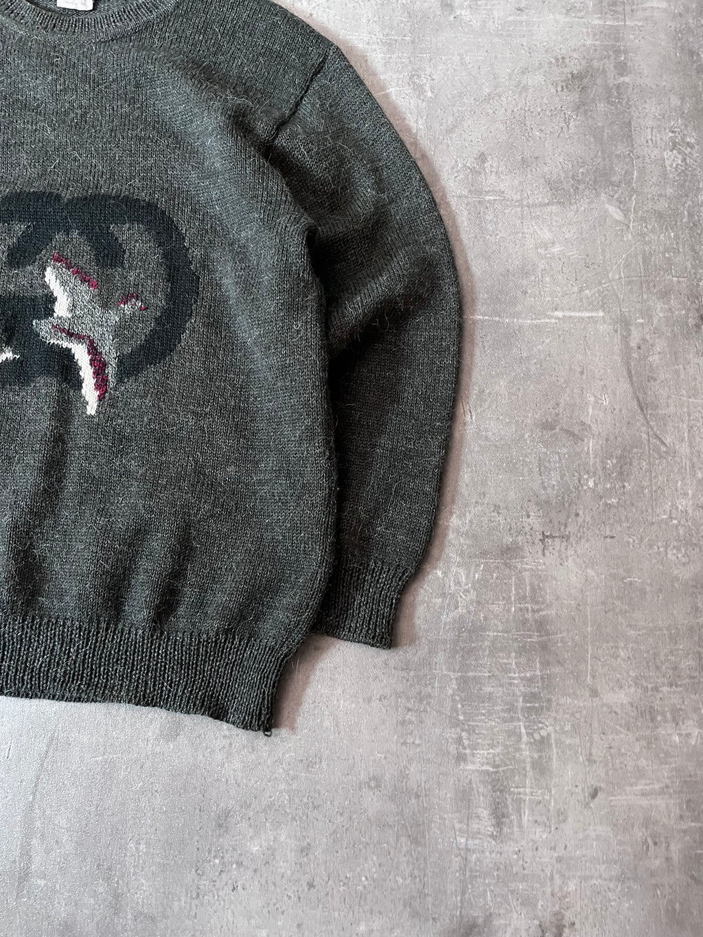 1980s Gucci GG Bird Logo Wool Sweater Green Unisex -M