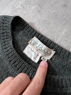 1980s Gucci GG Bird Logo Wool Sweater Green Unisex -M