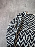 Prada Chevron Print Wool Alpaca Sweater Black White Men - S
