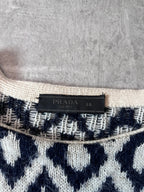 Prada Chevron Print Wool Alpaca Sweater Black White Men - S