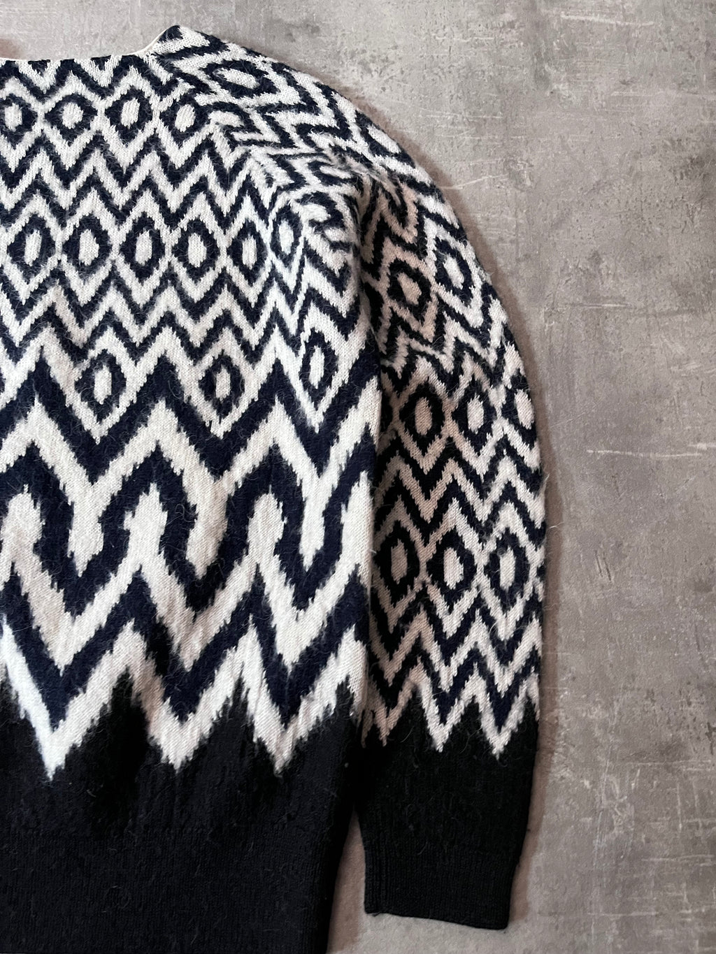 Prada Chevron Print Wool Alpaca Sweater Black White Men - S