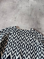 Prada Chevron Print Wool Alpaca Sweater Black White Men - S