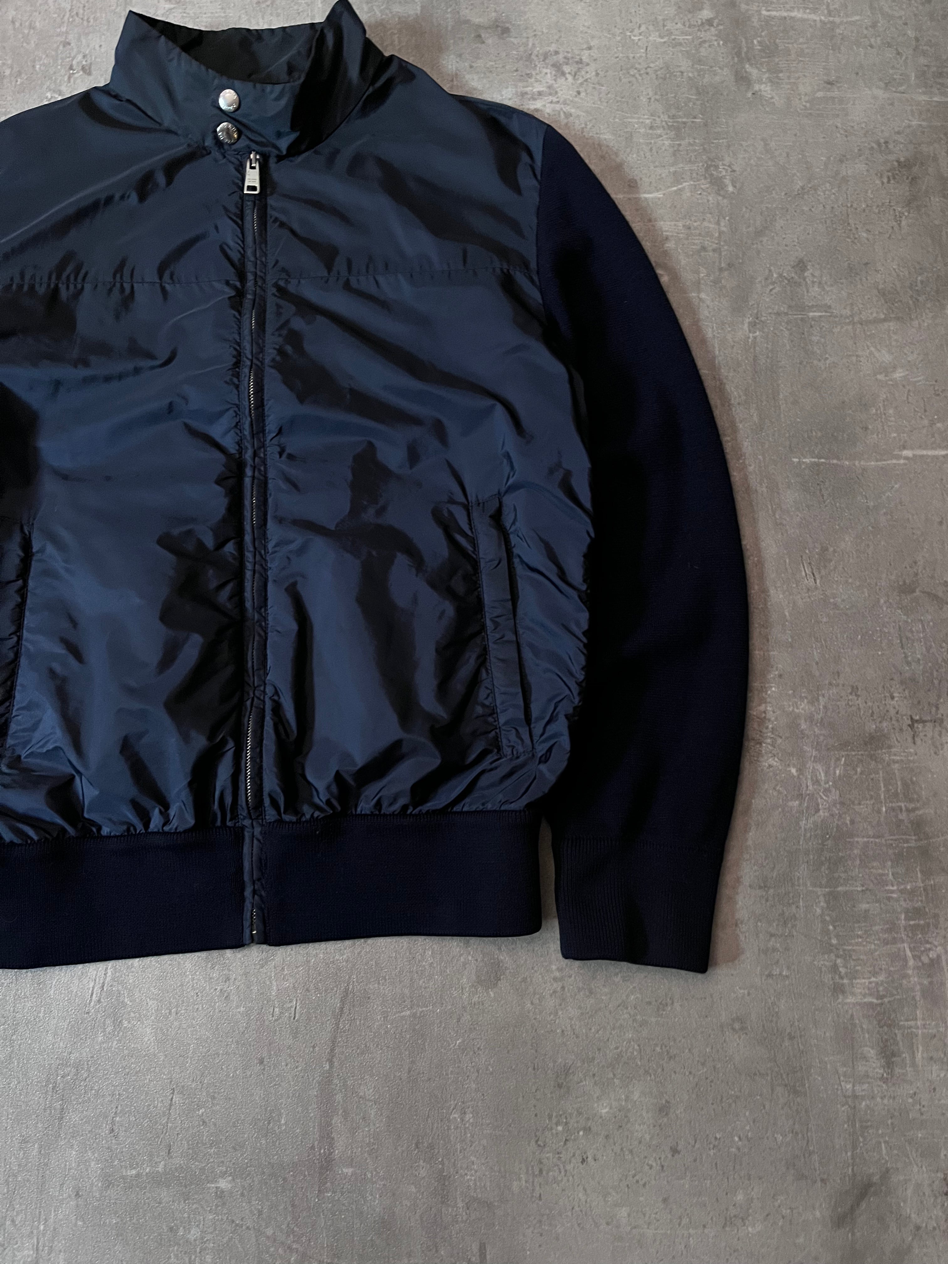 Prada Wool Nylon Zip Up Sweater Navy Men - M