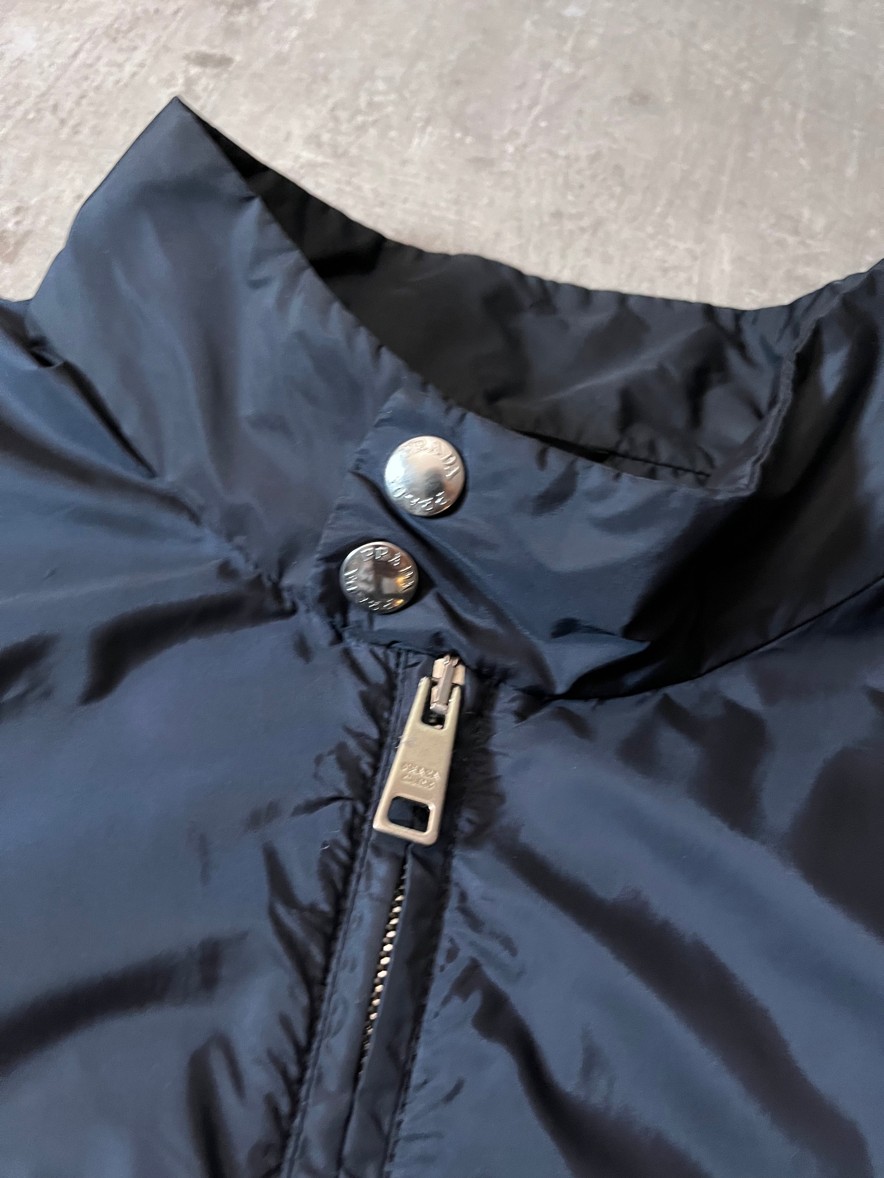 Prada Wool Nylon Zip Up Sweater Navy Men - M