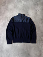 Prada Wool Nylon Zip Up Sweater Navy Men - M