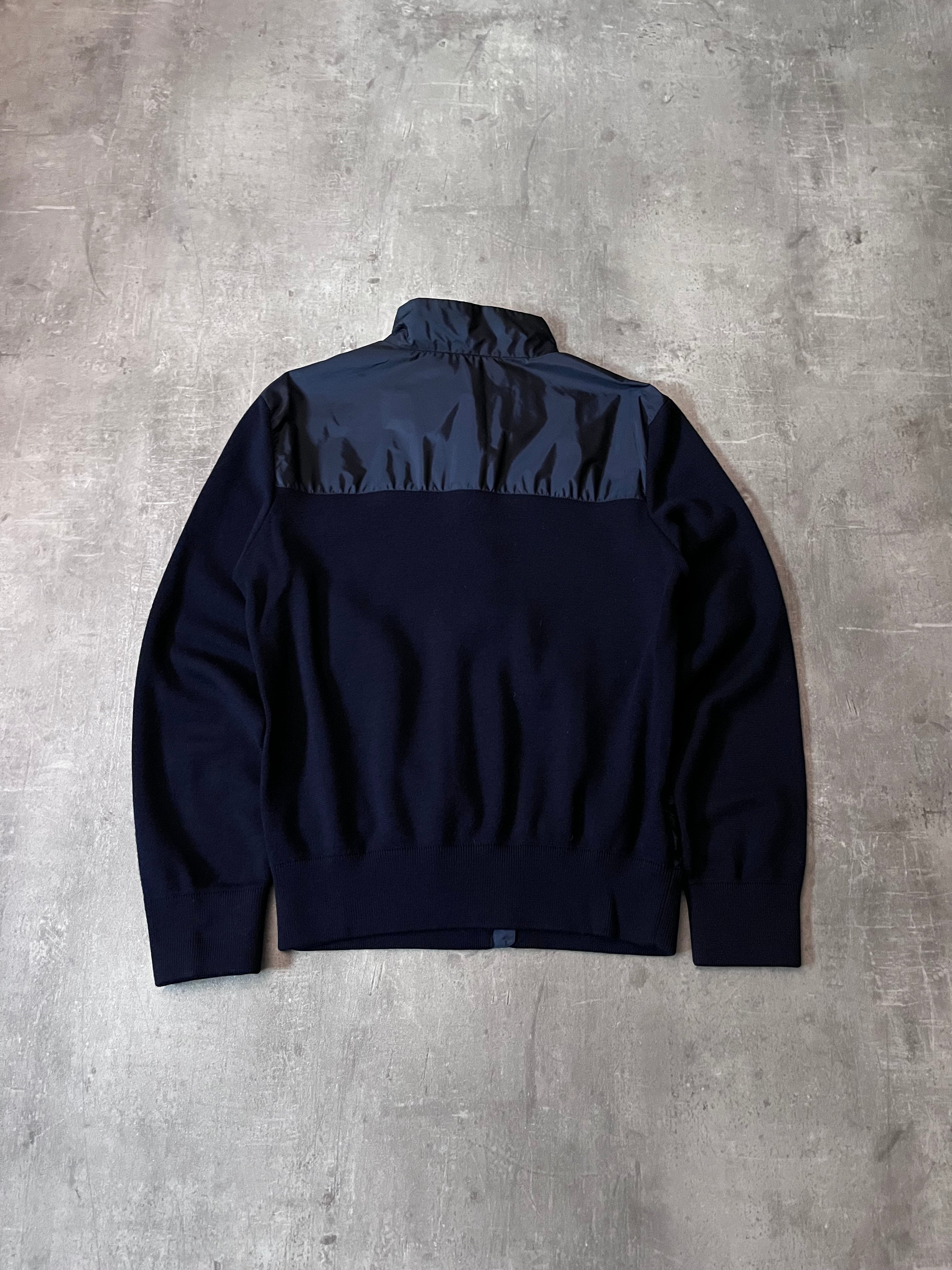 Prada Wool Nylon Zip Up Sweater Navy Men - M