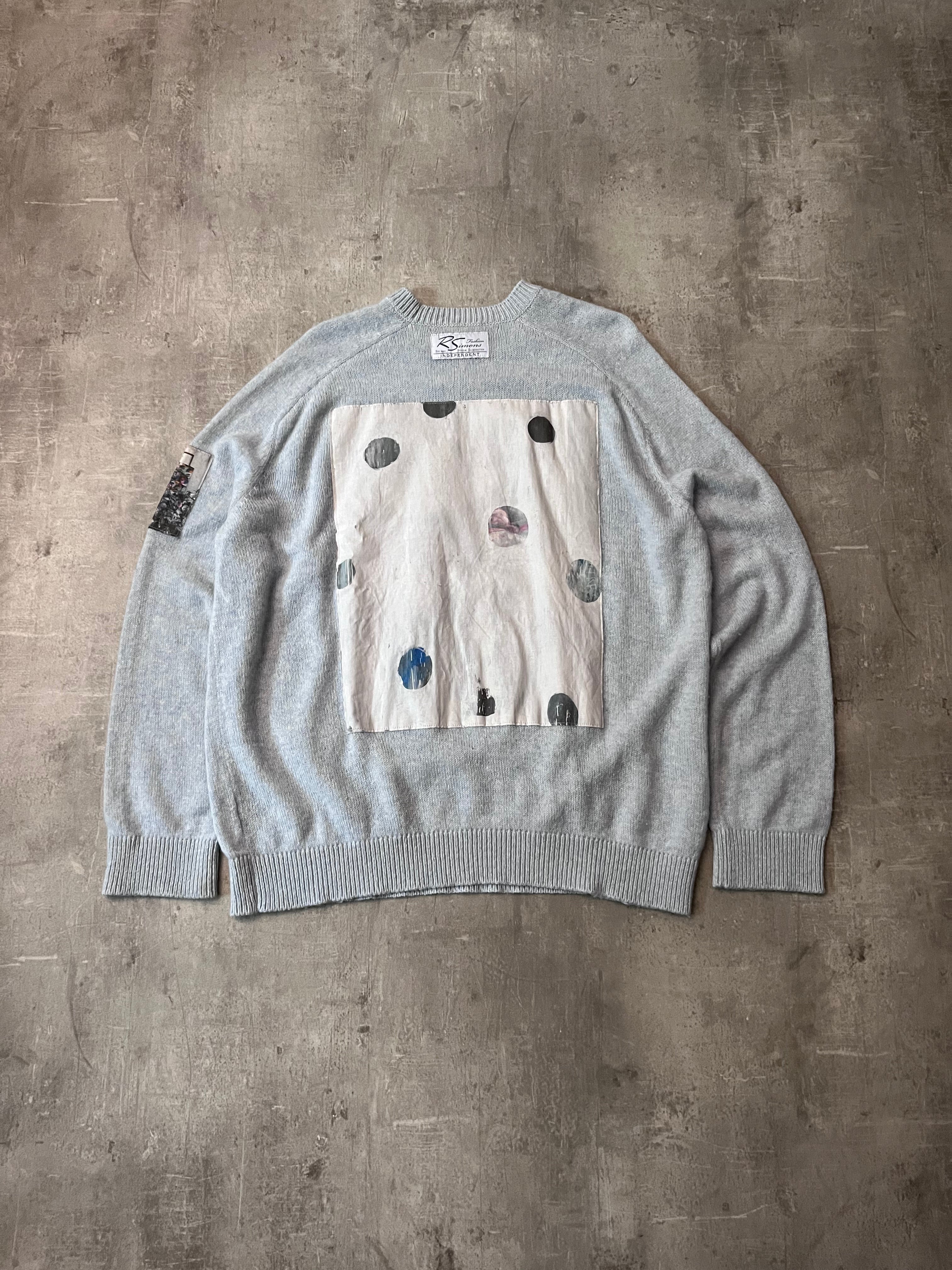 S/S 2023 Raf Simons x Philippe Vandenberg Patch Wool Sweater Baby Blue Men - L