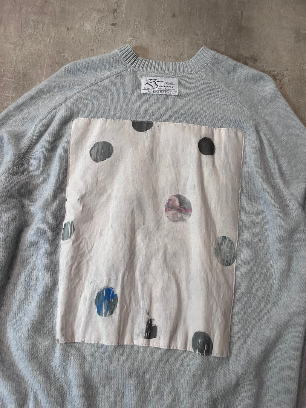 S/S 2023 Raf Simons x Philippe Vandenberg Patch Wool Sweater Baby Blue Men - L