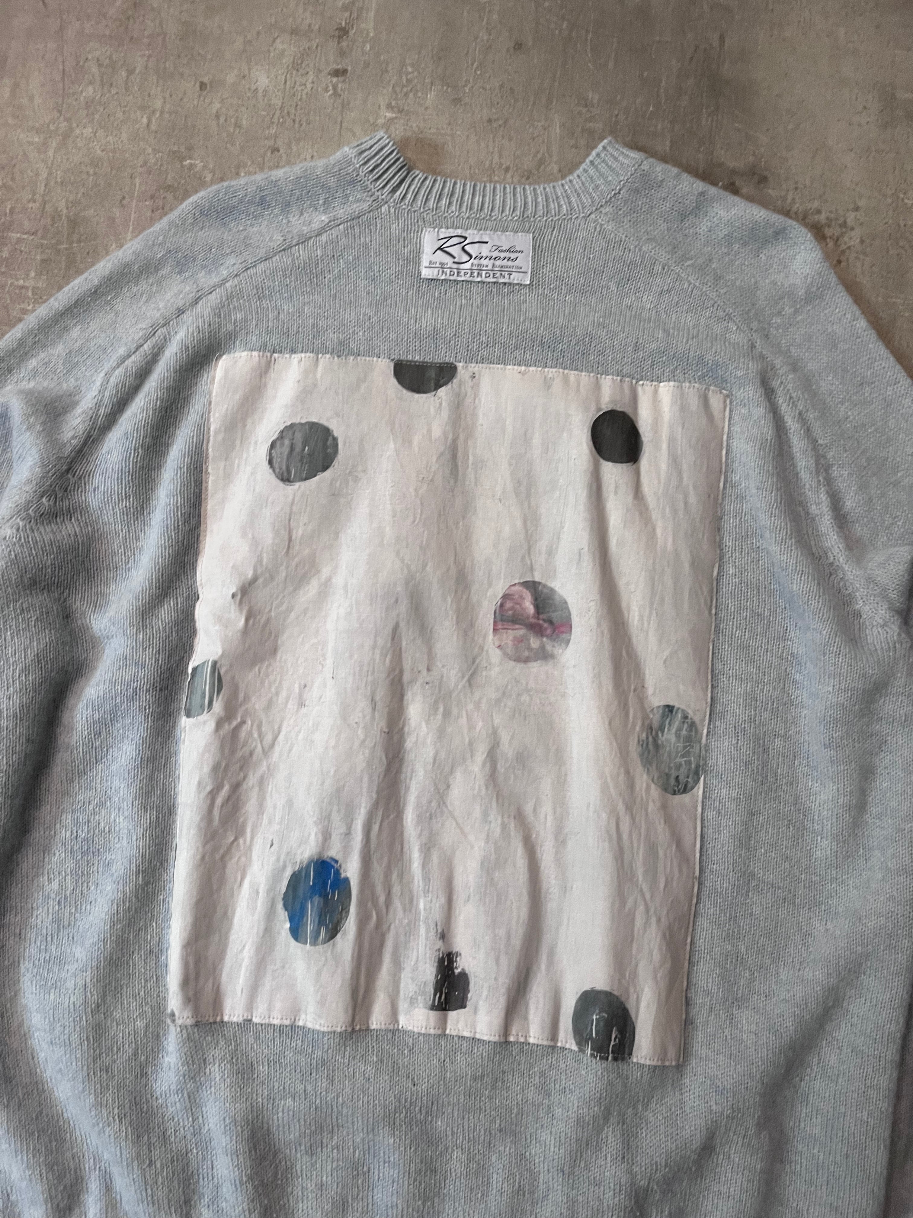 S/S 2023 Raf Simons x Philippe Vandenberg Patch Wool Sweater Baby Blue Men - L