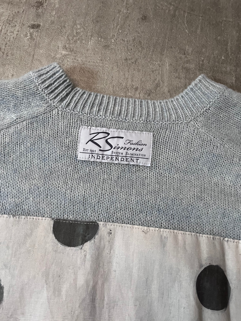 S/S 2023 Raf Simons x Philippe Vandenberg Patch Wool Sweater Baby Blue Men - L
