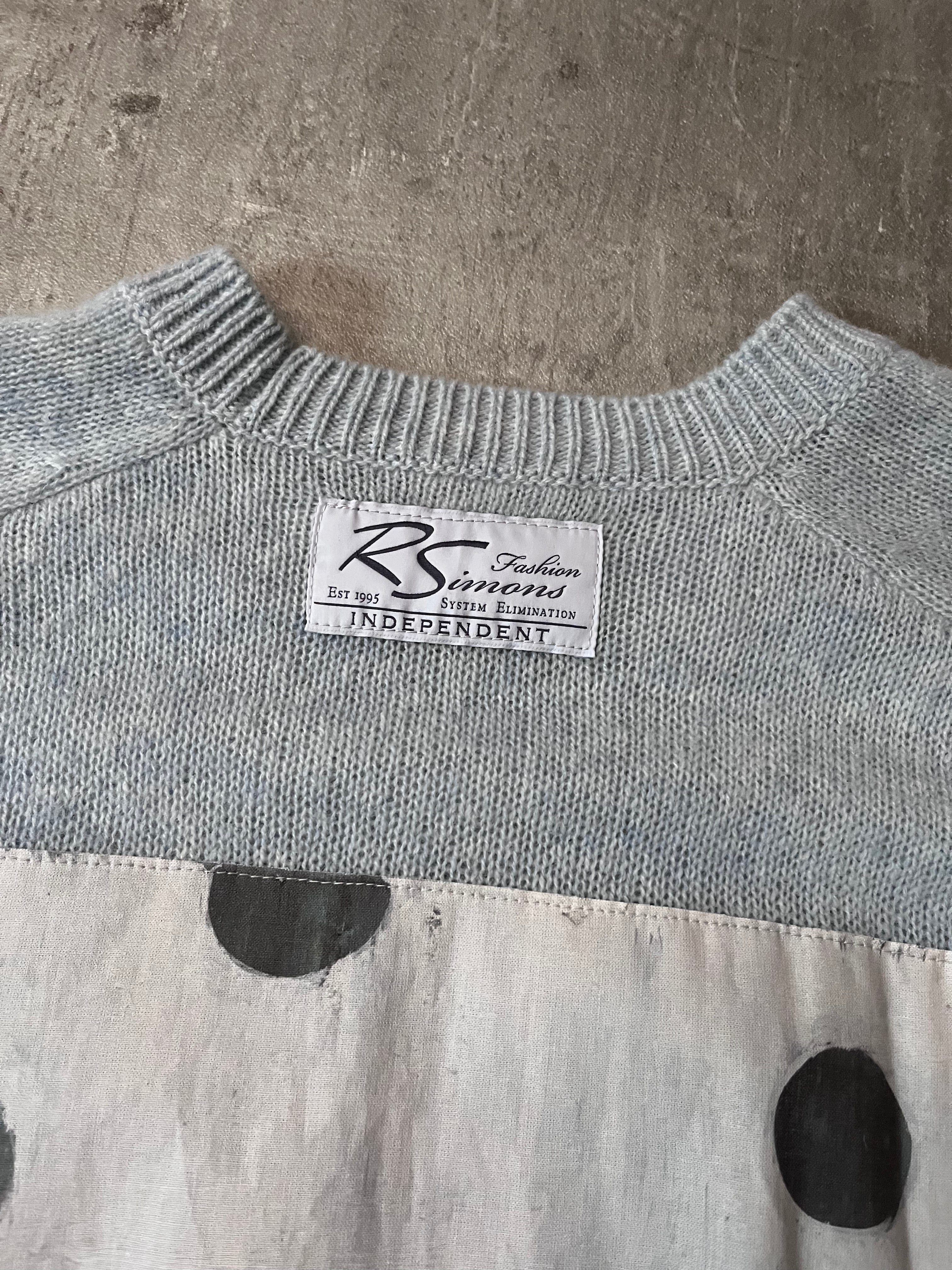 S/S 2023 Raf Simons x Philippe Vandenberg Patch Wool Sweater Baby Blue Men - L